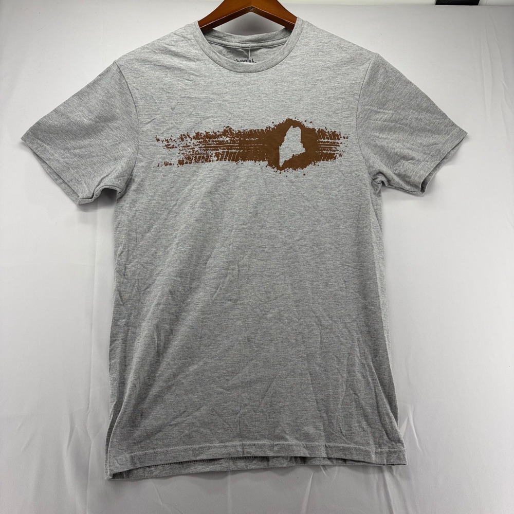 Chowdaheadz Maine State Tire Track Graphic T-Shirt Gray Mens Small CH-0767-UT-GY